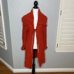 Oilily Long Open Orange Boho Cardigan